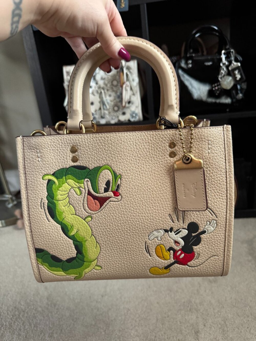 Disney X Coach Rogue 25 With Mickey Mouse And Caterpillar, NWT